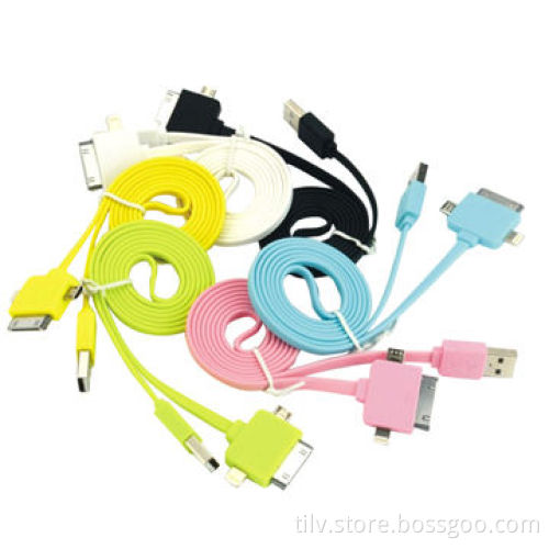 3-in-1 Flat USB Charger Cable for Android Phone